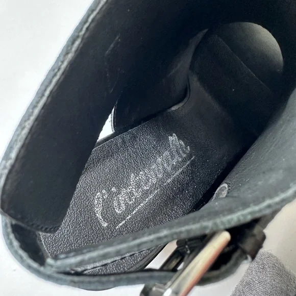 [SOLD] L’intervalle Black Leather Block Heel Mule Peep Toe Booties size 41 or 10 - Picture 3 of 8